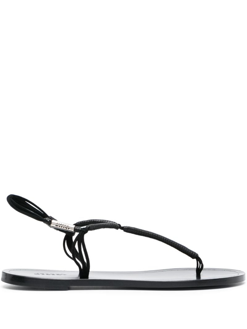 Black Juha Flat Leather Sandals