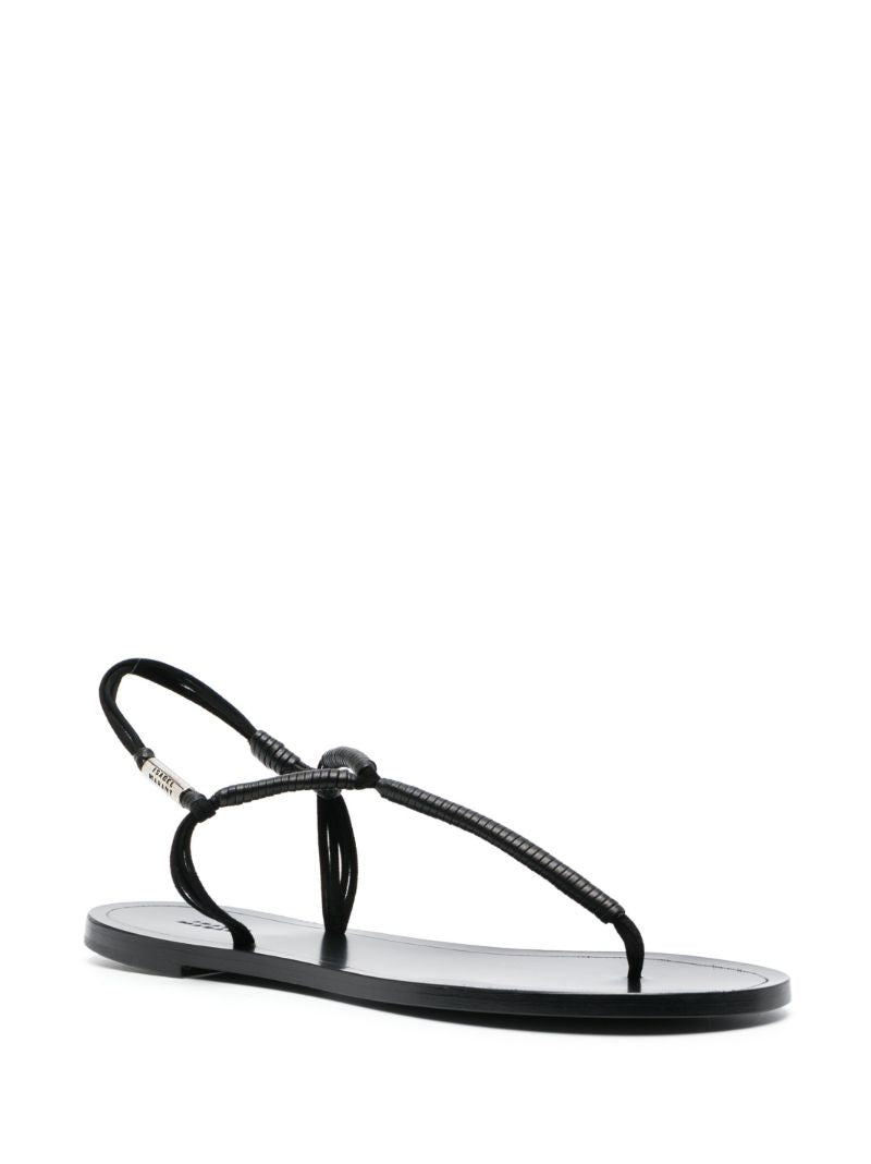 Black Juha Flat Leather Sandals
