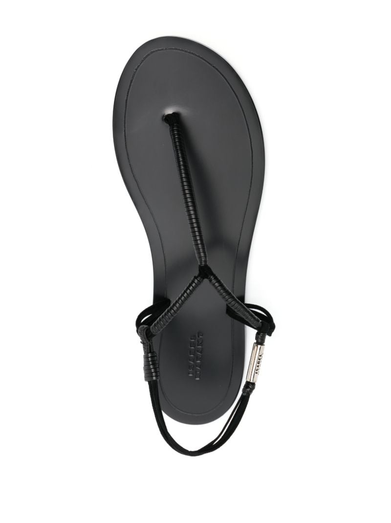 Black Juha Flat Leather Sandals