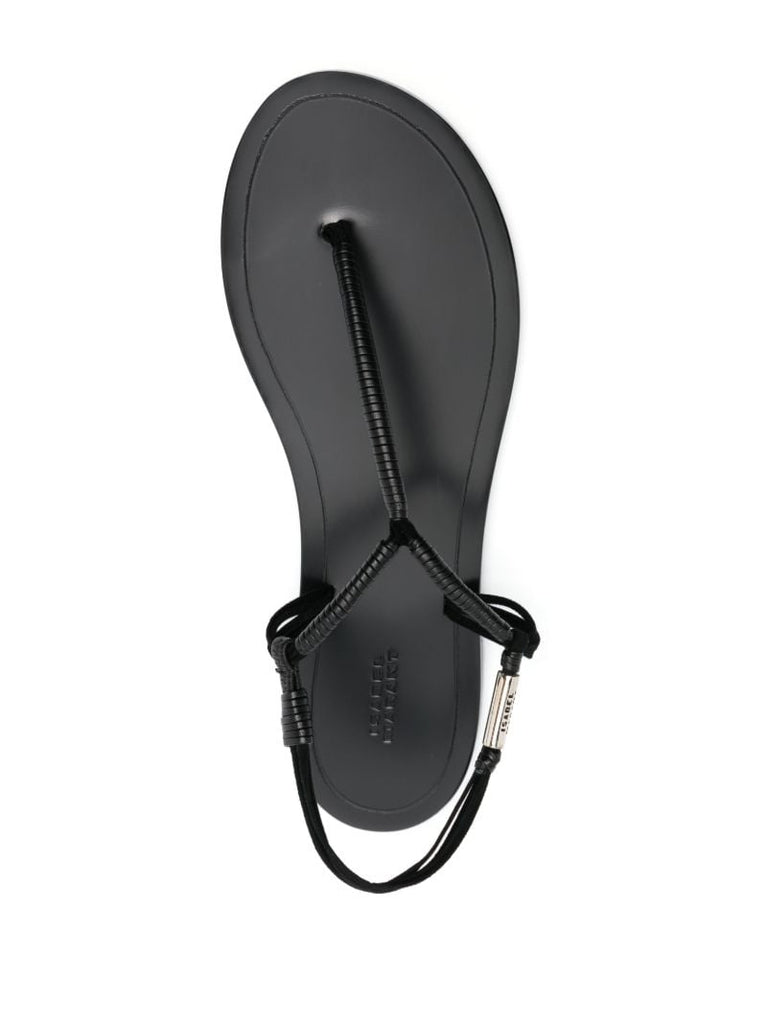Black Juha Flat Leather Sandals