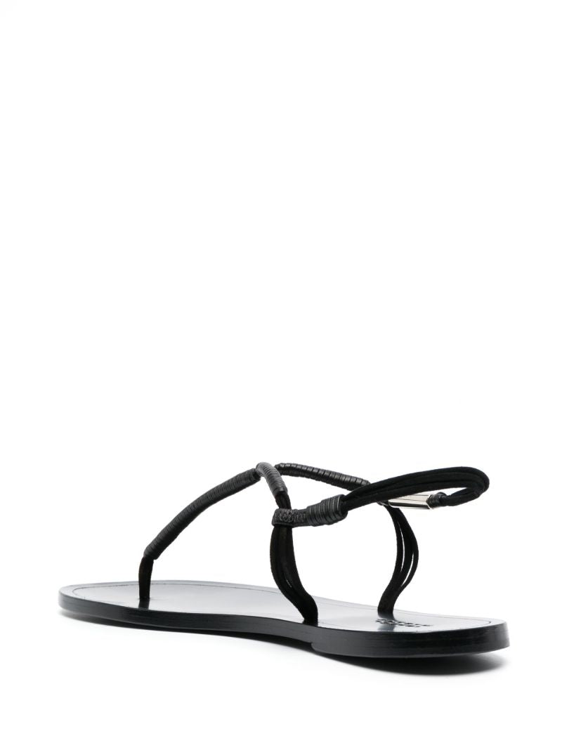 Black Juha Flat Leather Sandals