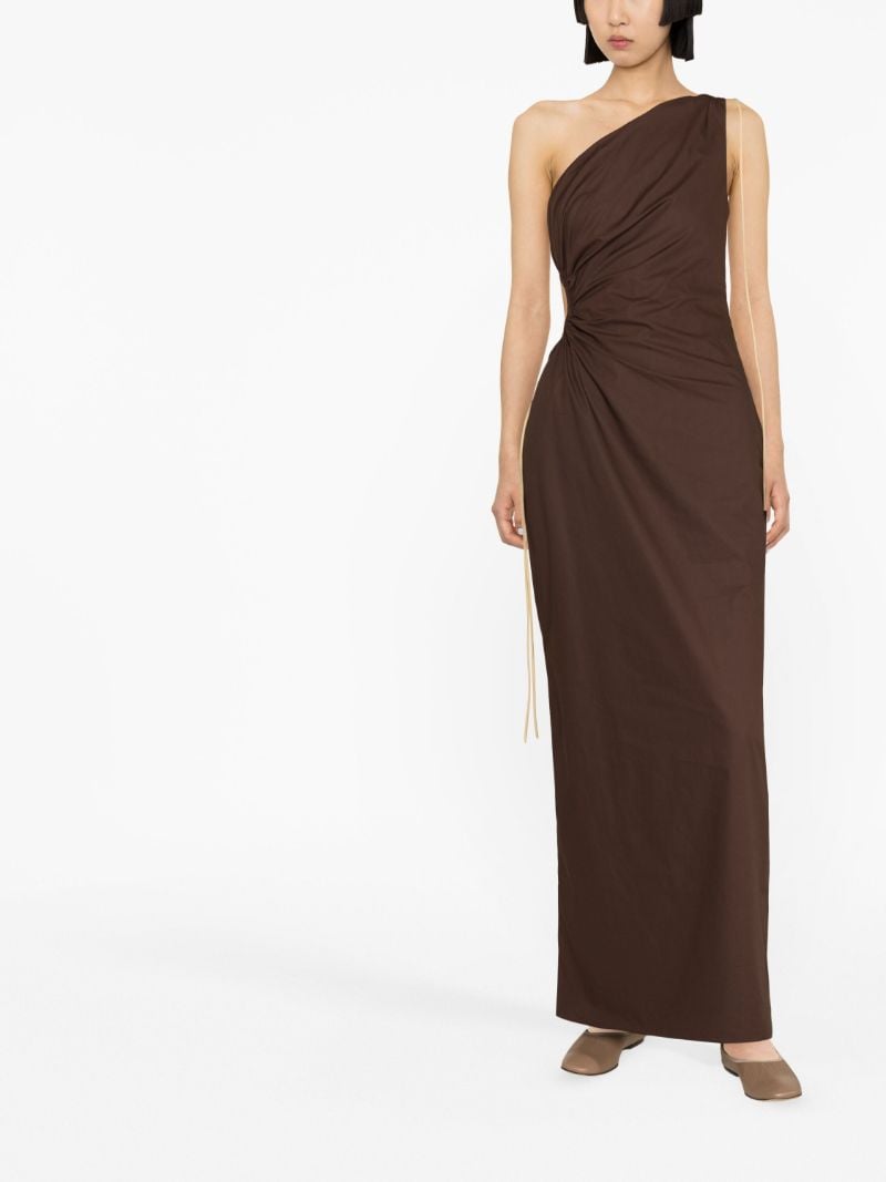 Brown Jeanne One-shoulder Maxi Dress