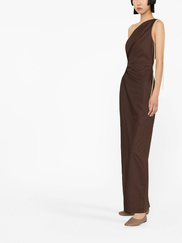 Brown Jeanne One-shoulder Maxi Dress