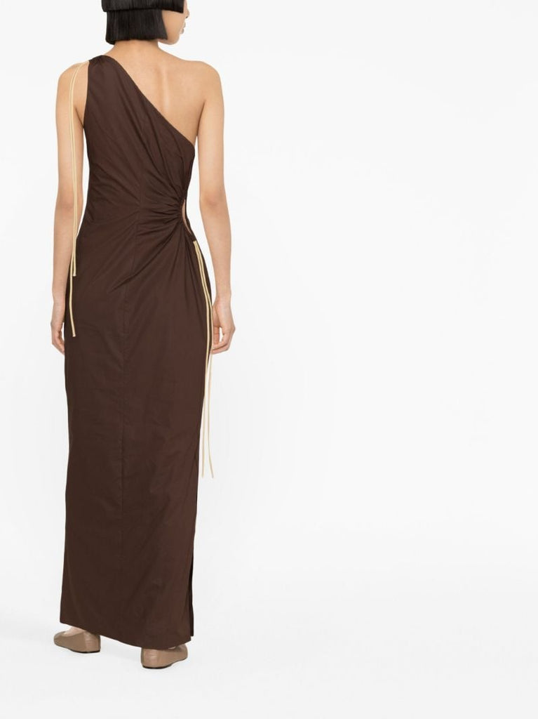 Brown Jeanne One-shoulder Maxi Dress