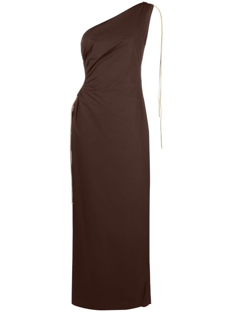Brown Jeanne One-shoulder Maxi Dress