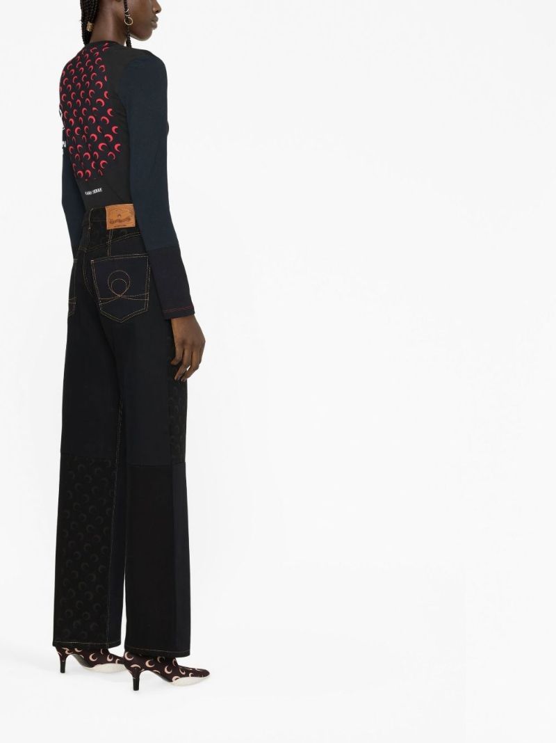 Black Moon Panelled Cotton Top