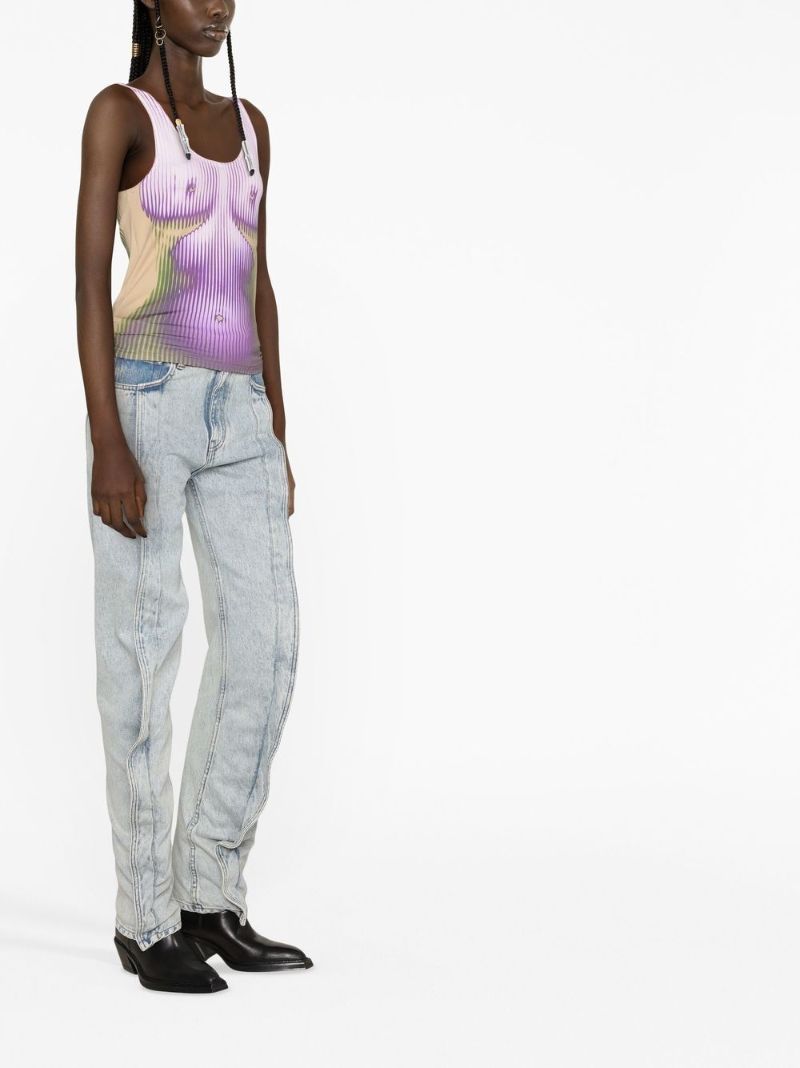X Jean Paul Gaultier Purple Body Morph Tank Top