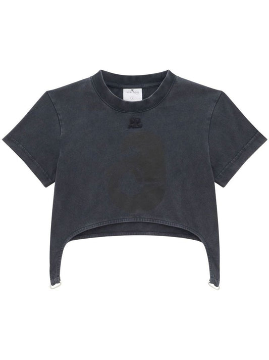 Grey Stonewashed Crop T-shirt
