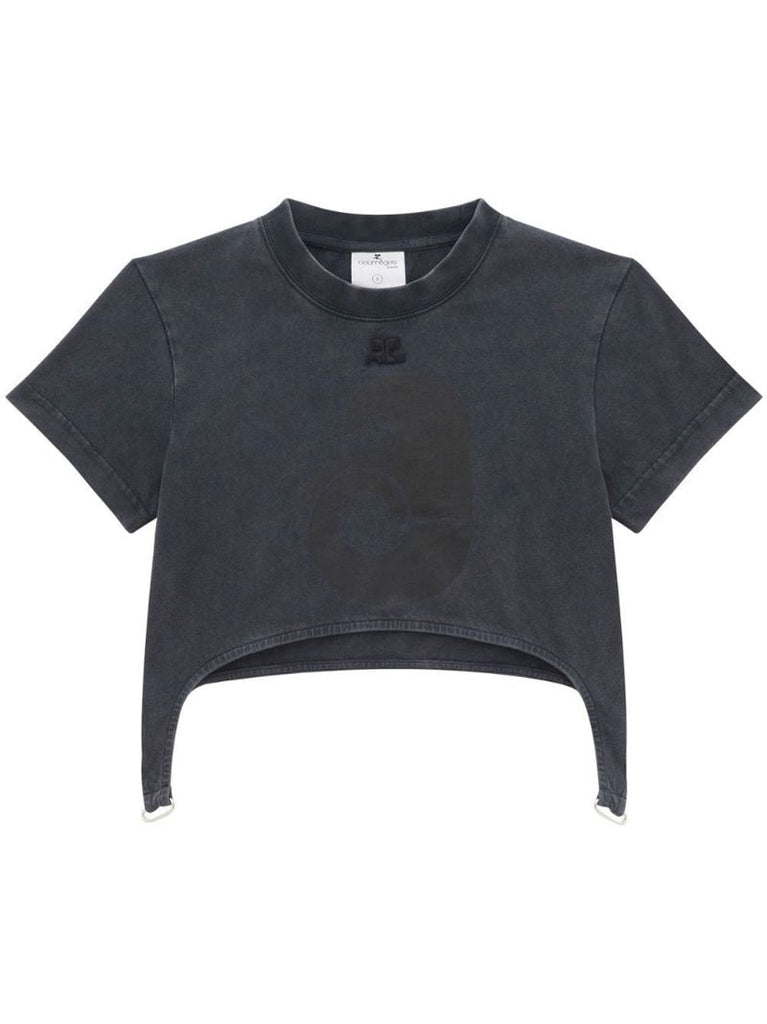 Grey Stonewashed Crop T-shirt