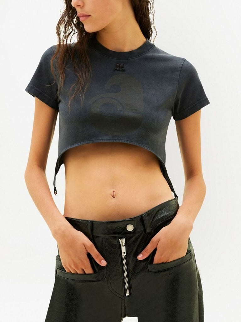 Grey Stonewashed Crop T-shirt