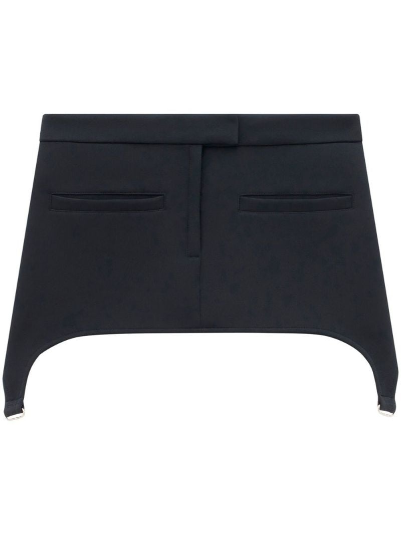 Black Metallic Suspenders Miniskirt