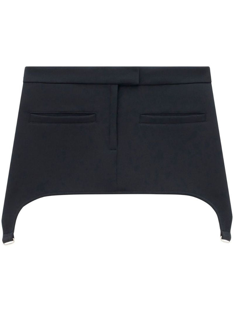 Black Metallic Suspenders Miniskirt
