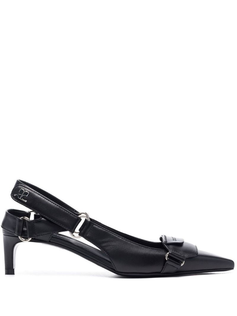 Black Racer 50 Leather Slingback Pumps