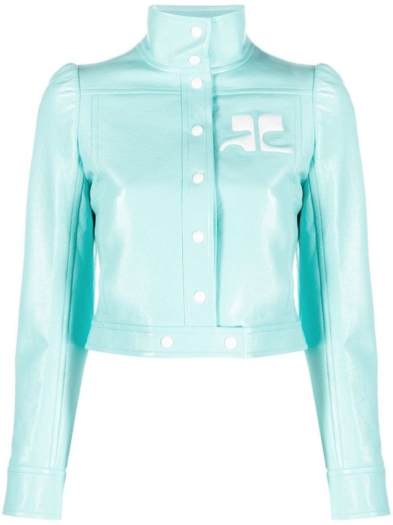 Blue Reedition Vinyl Cropped Jacket