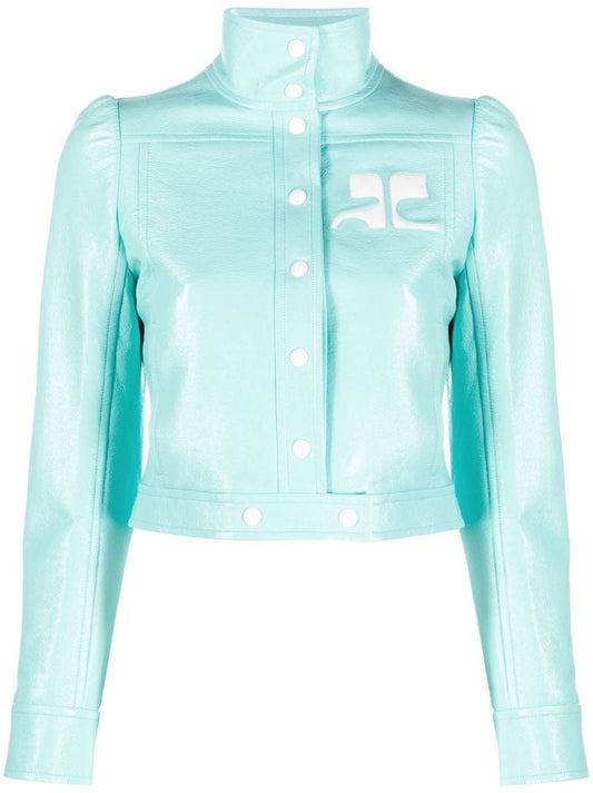 Blue Reedition Vinyl Cropped Jacket