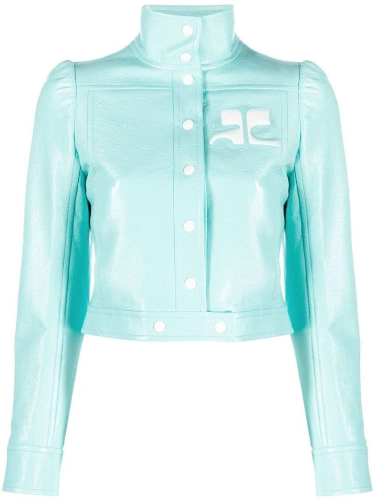 Blue Reedition Vinyl Cropped Jacket