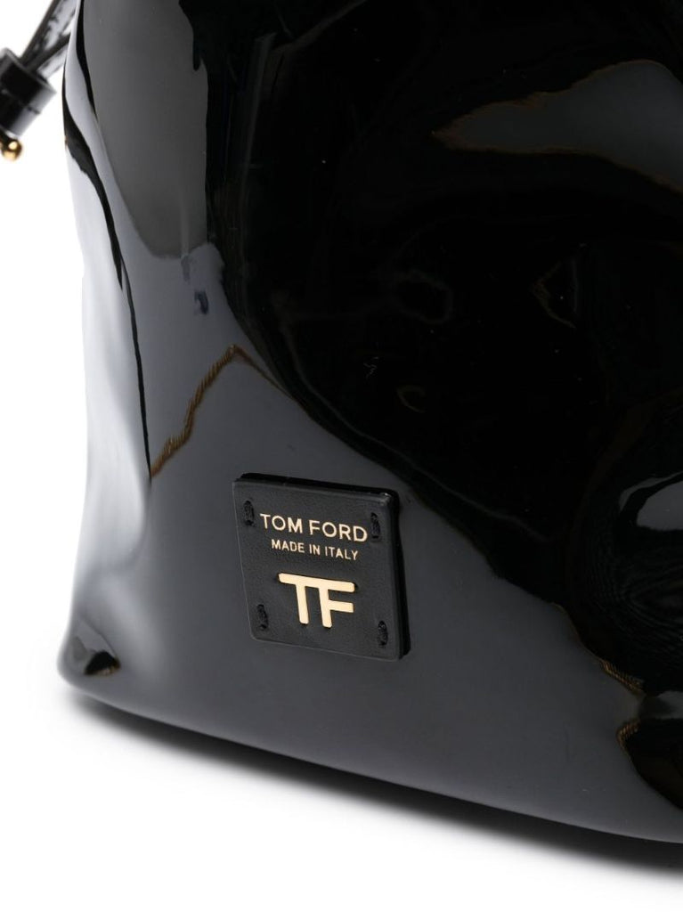 Black Patent Leather Bucket Bag