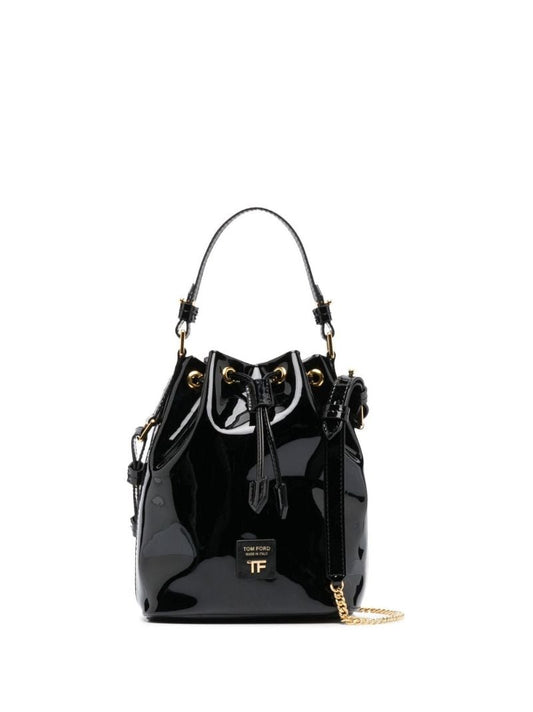Black Patent Leather Bucket Bag