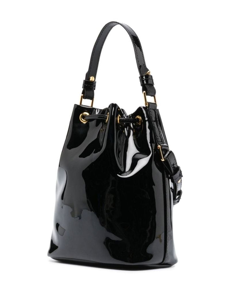 Black Patent Leather Bucket Bag