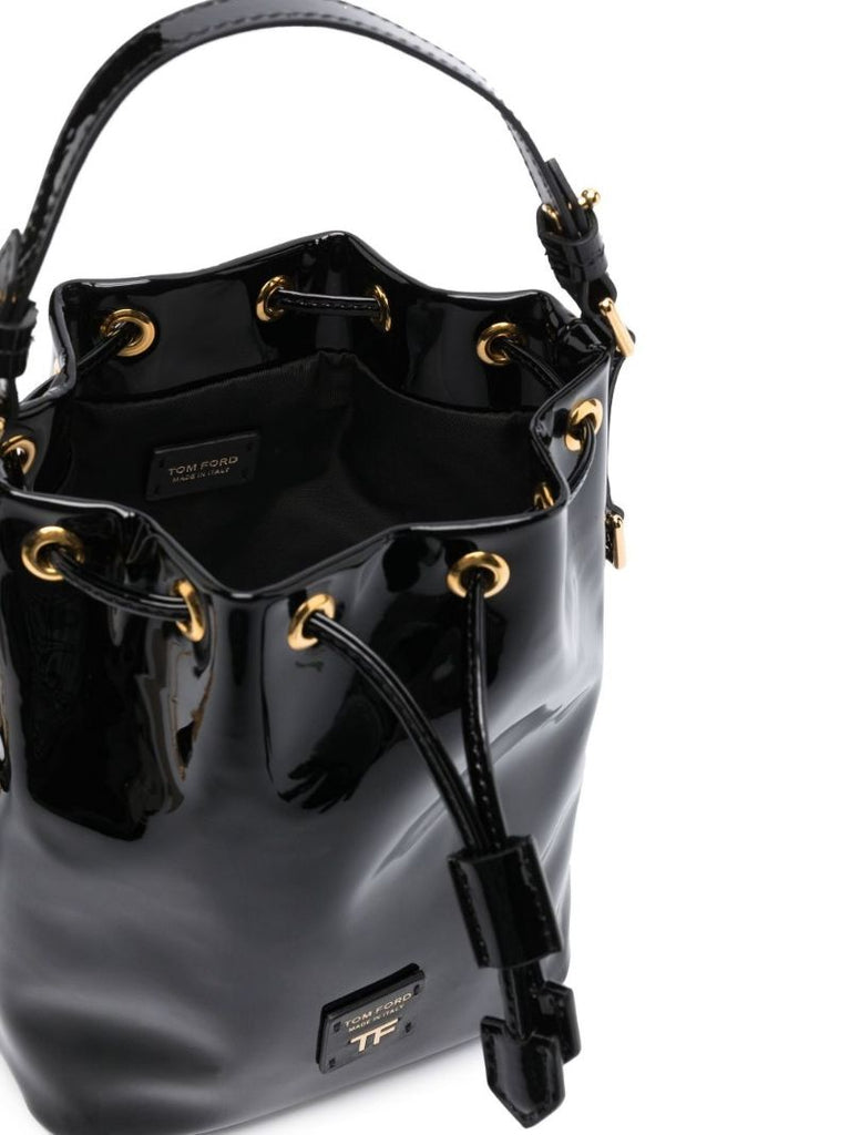 Black Patent Leather Bucket Bag