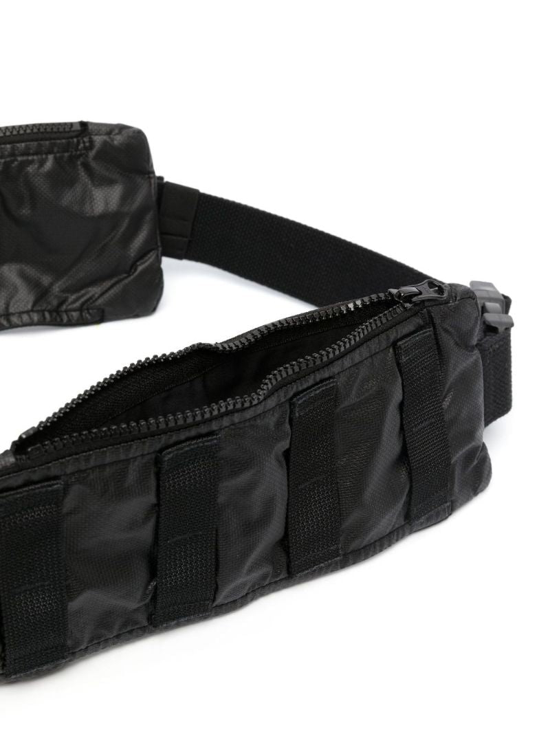 Black Mussola Gommata Canvas Shoulder Pouch