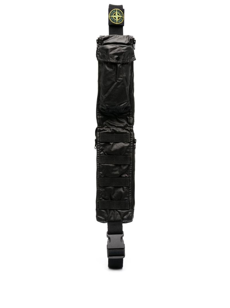 Black Mussola Gommata Canvas Shoulder Pouch