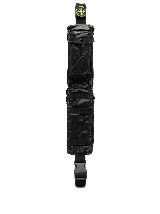 Black Mussola Gommata Canvas Shoulder Pouch