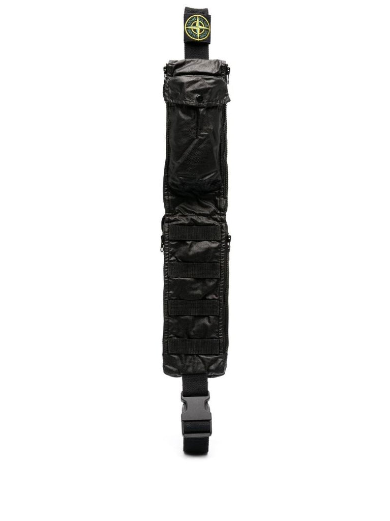 Black Mussola Gommata Canvas Shoulder Pouch