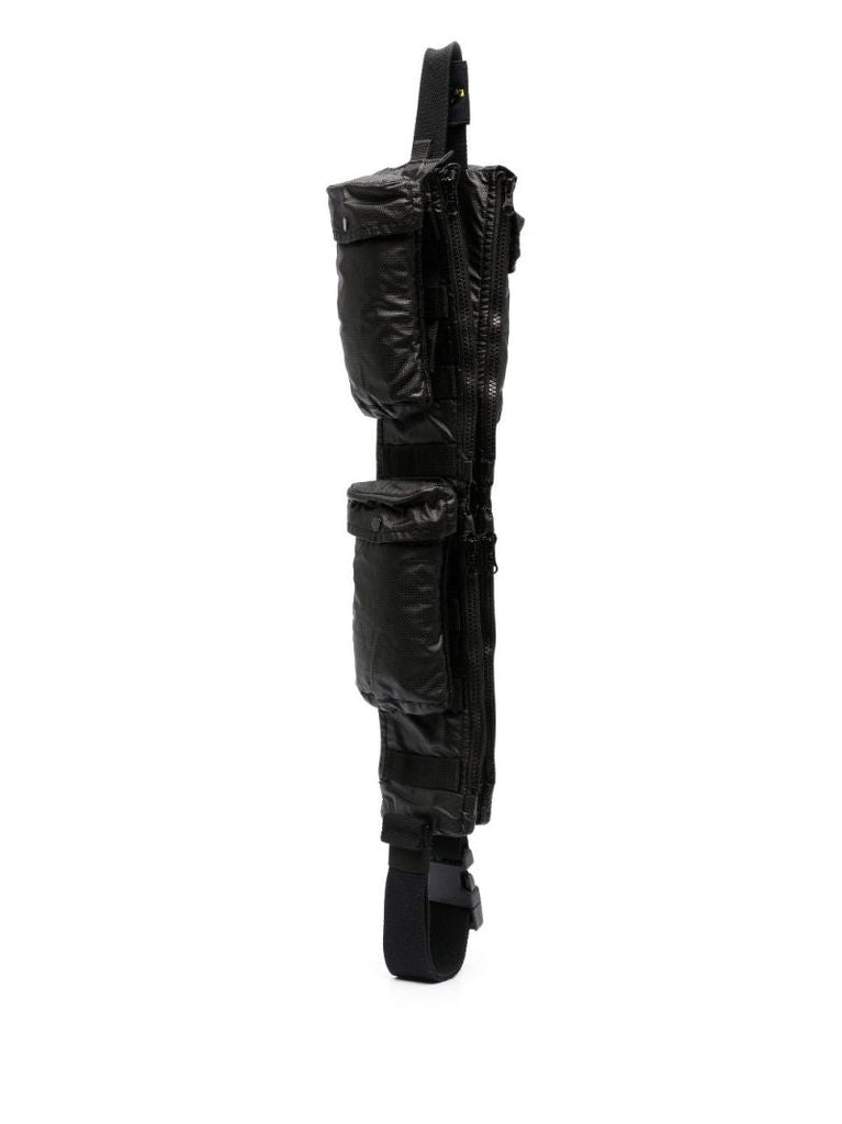 Black Mussola Gommata Canvas Shoulder Pouch