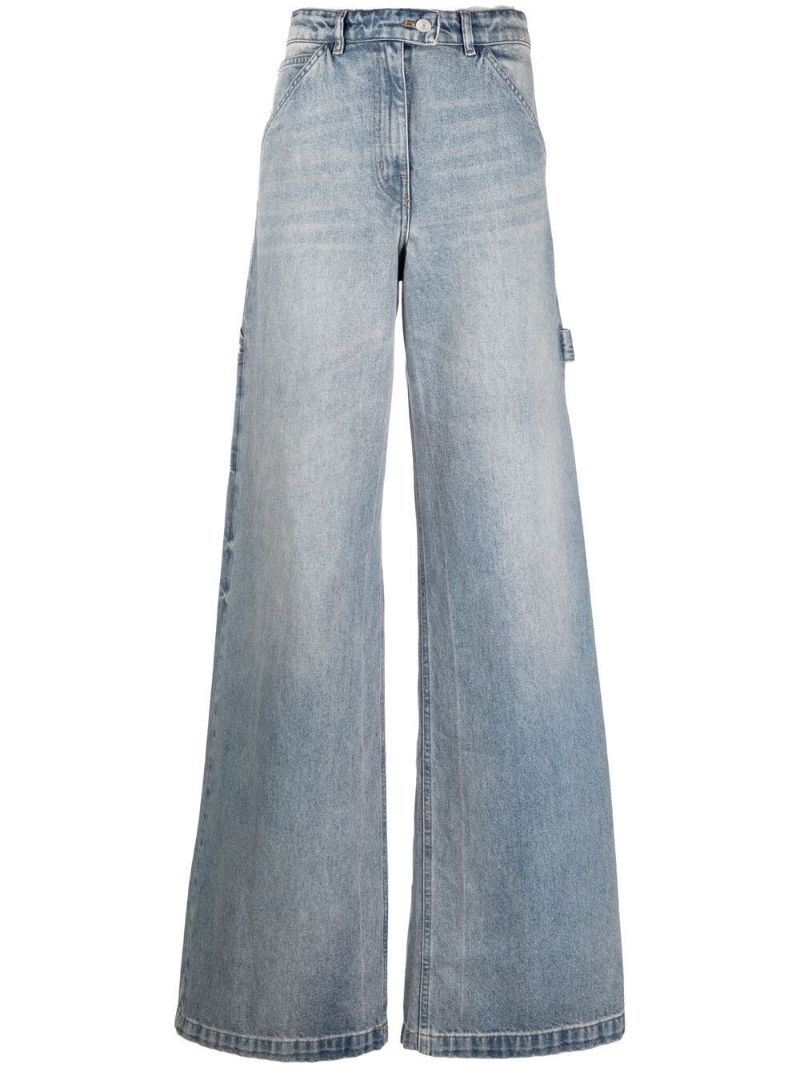 Blue Wide-leg Cargo Jeans