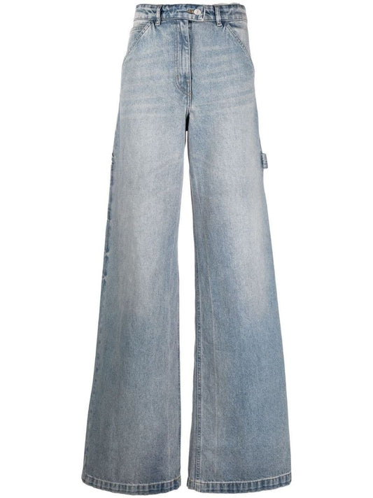 Blue Wide-leg Cargo Jeans
