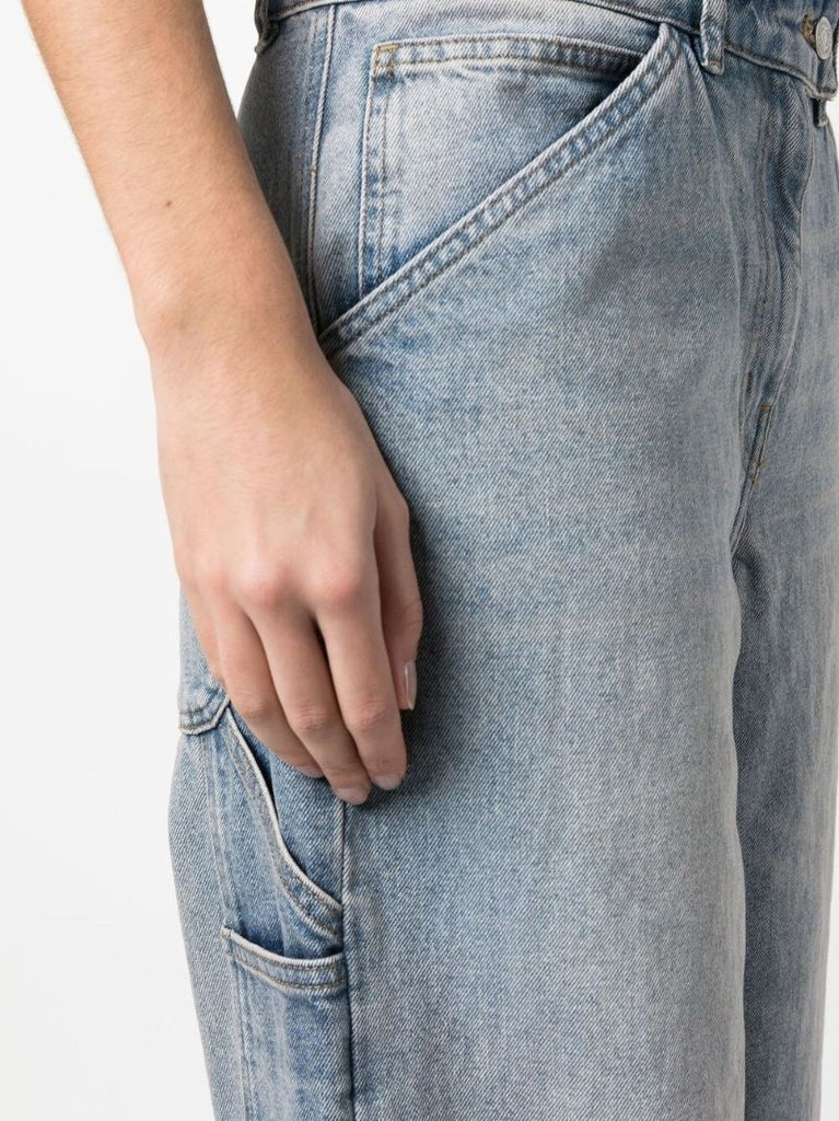 Blue Wide-leg Cargo Jeans