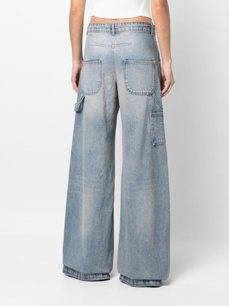 Blue Wide-leg Cargo Jeans