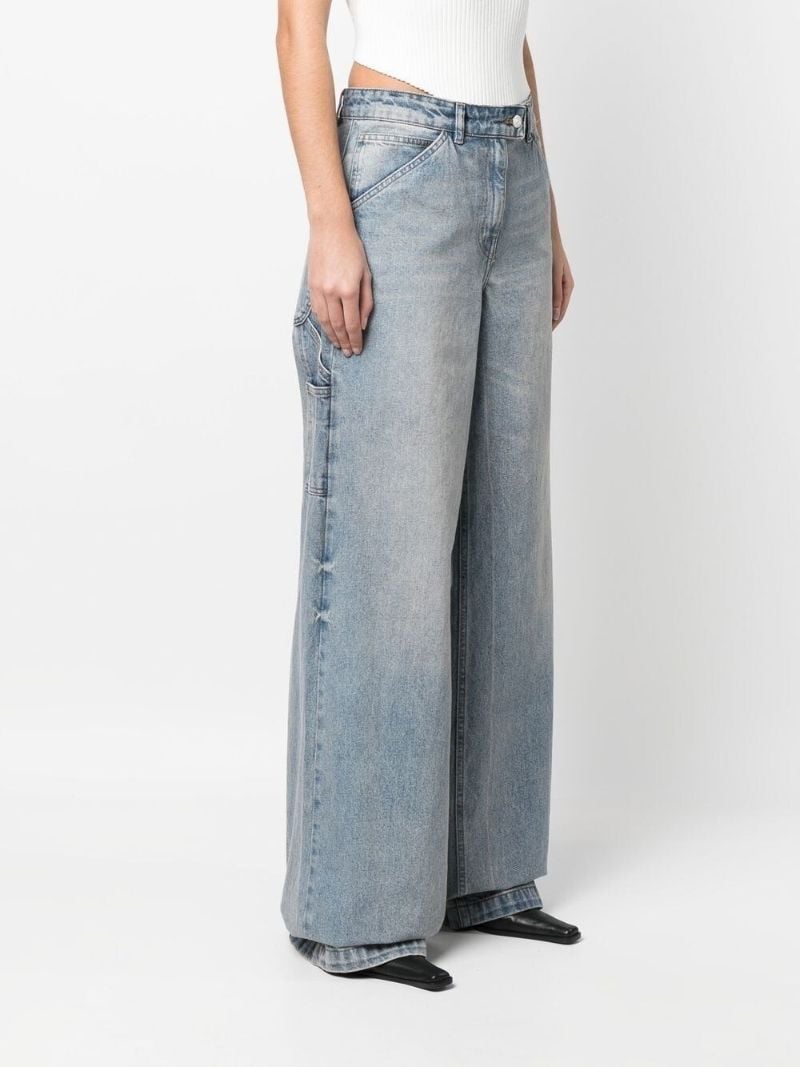 Blue Wide-leg Cargo Jeans