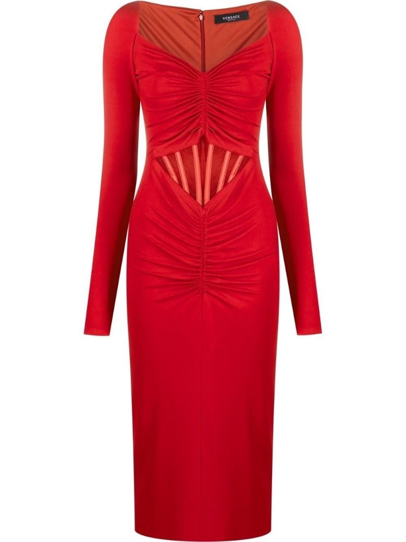 Red Corset Midi Dress