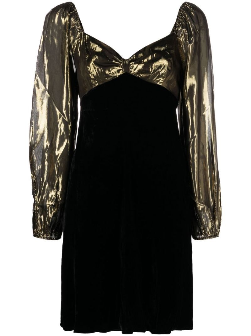 Gold and Black Paris Silk-velvet Mini Dress