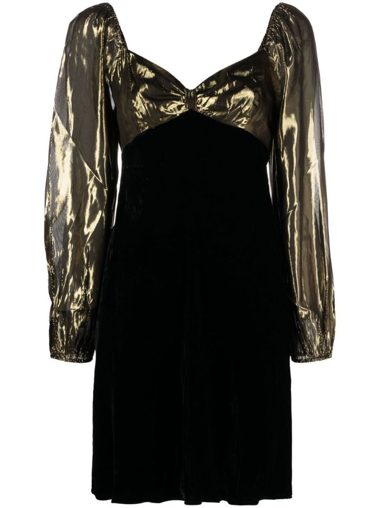 Gold and Black Paris Silk-velvet Mini Dress