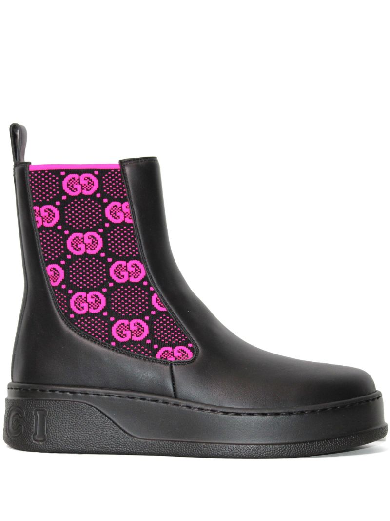 Black Gg Supreme Leather Chelsea Boots