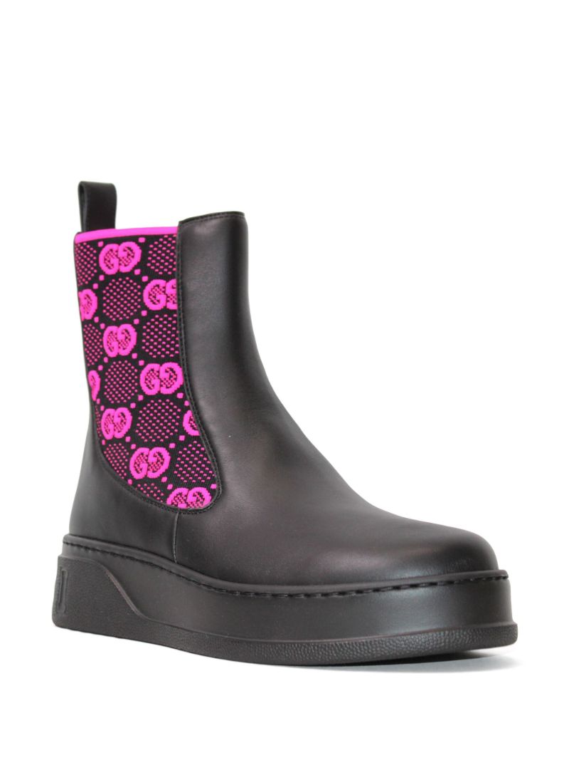 Black Gg Supreme Leather Chelsea Boots