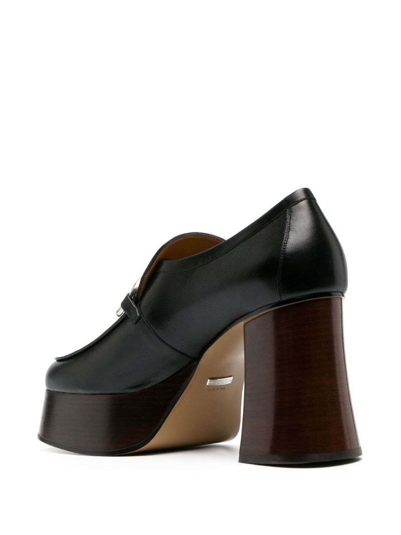 Black 95 Horsebit Platform Leather Loafers