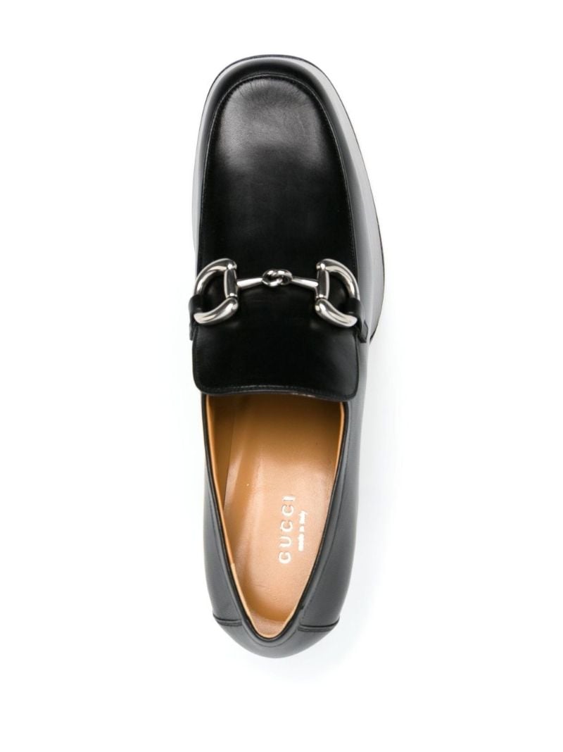 Black 95 Horsebit Platform Leather Loafers