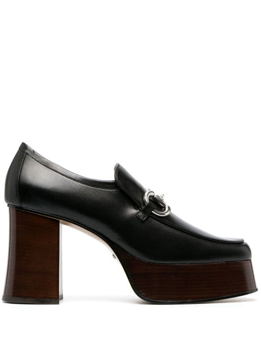 Black 95 Horsebit Platform Leather Loafers