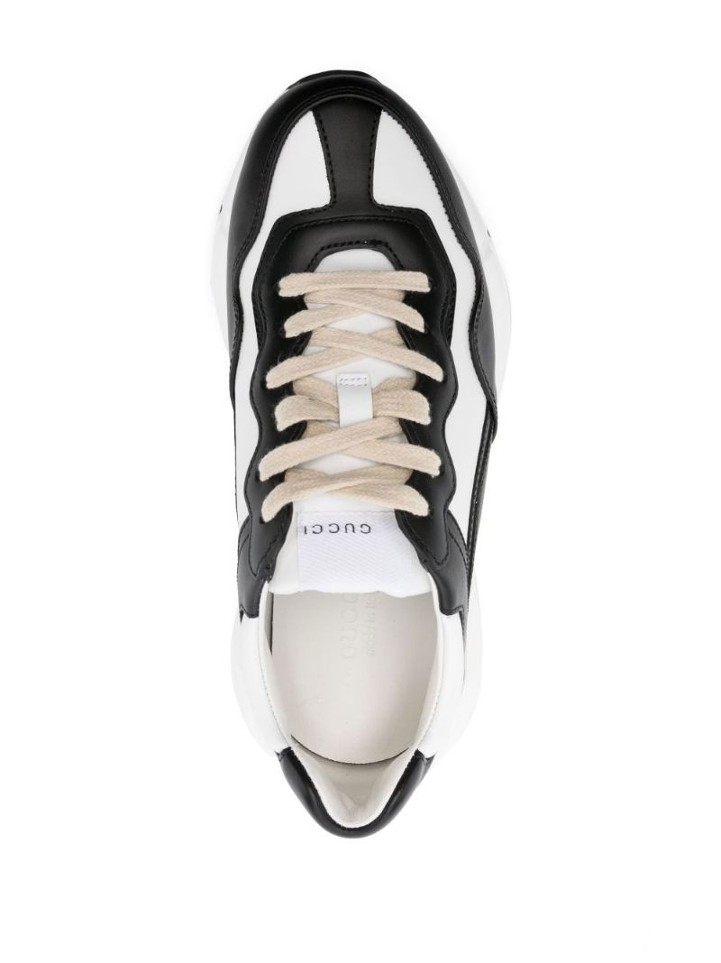 White and Black Rhyton Leather Sneakers