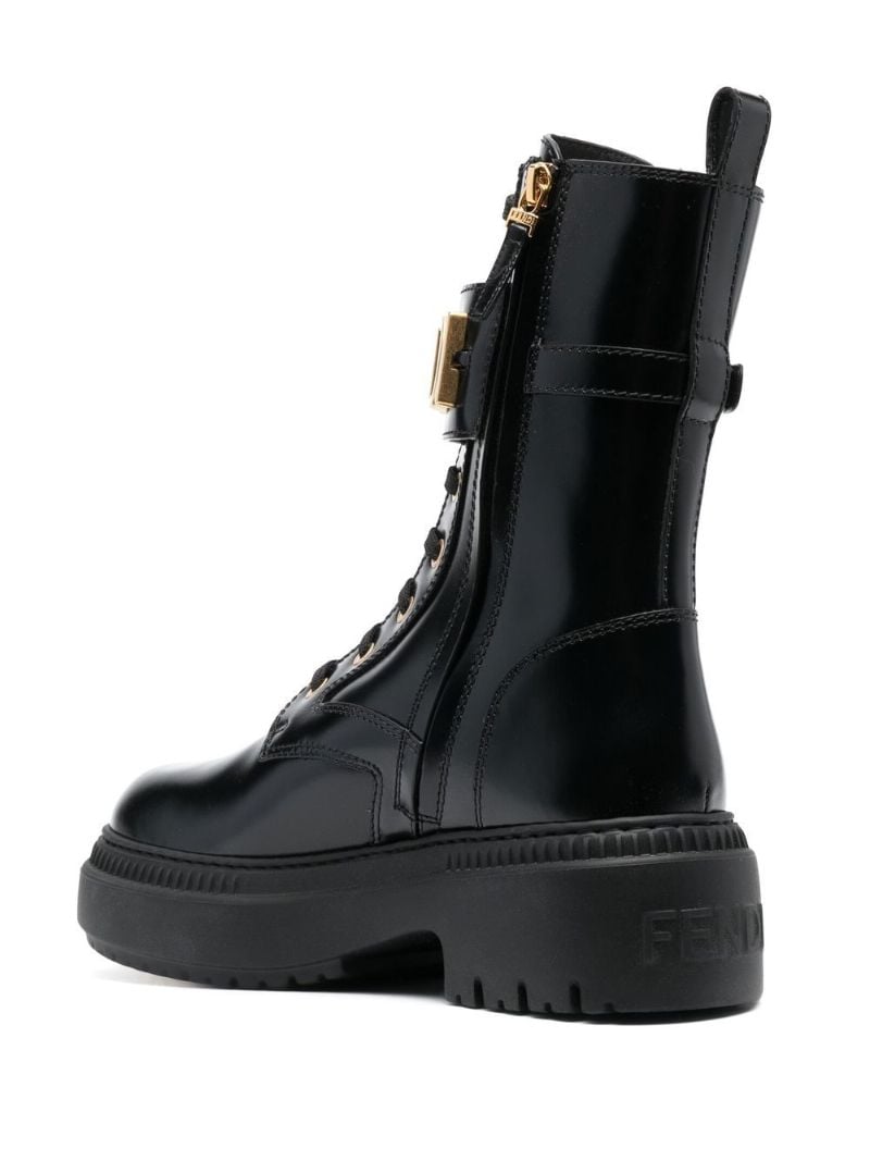 Black 50 Logo Leather Biker Boots