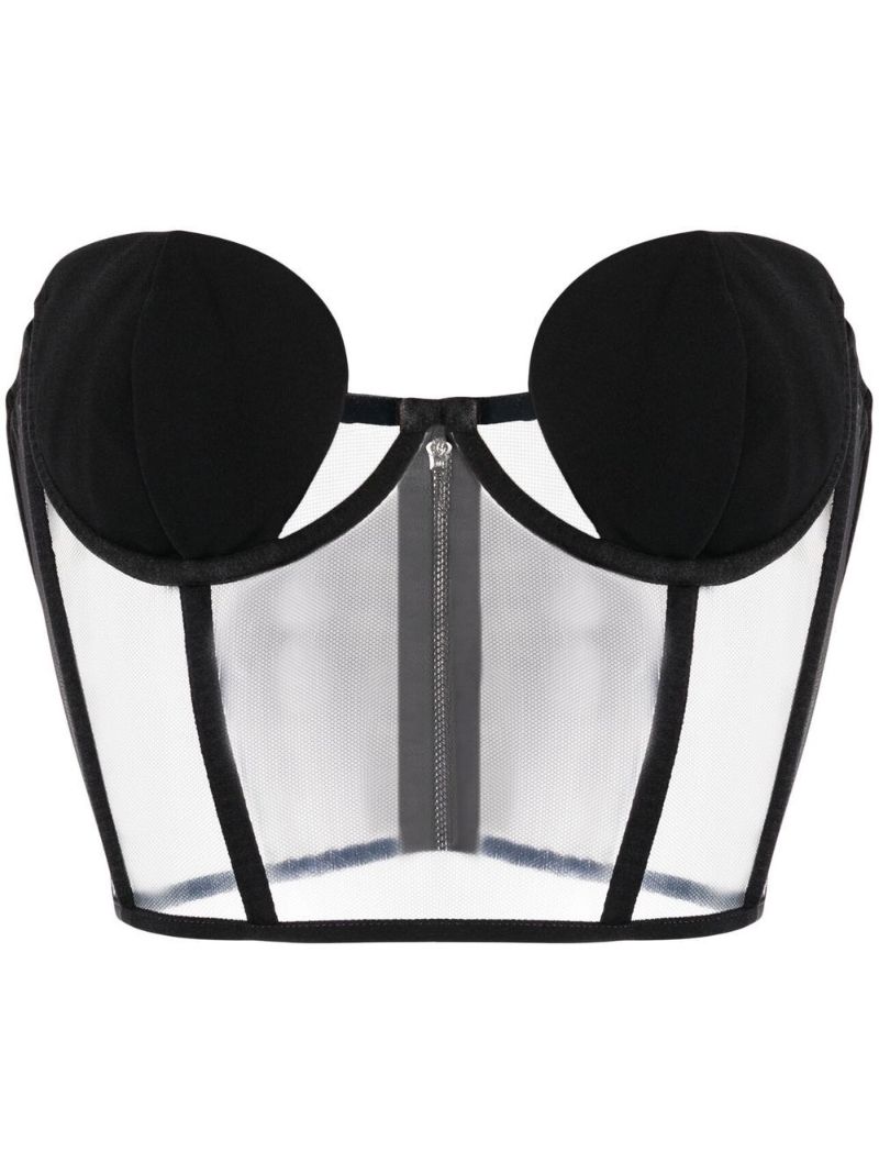 Black Mesh Bustier Top
