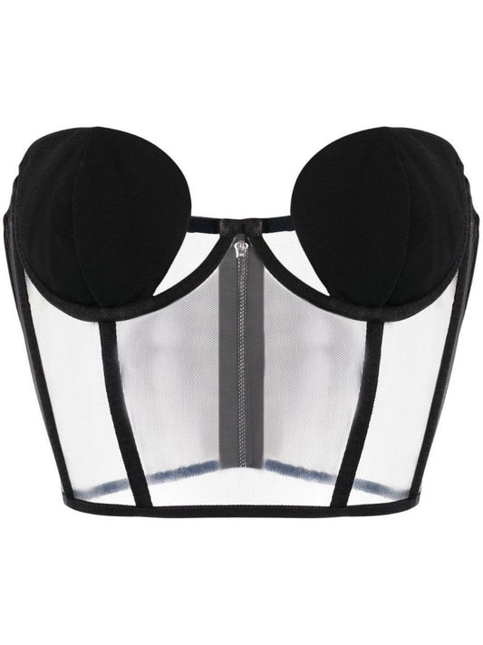Black Mesh Bustier Top