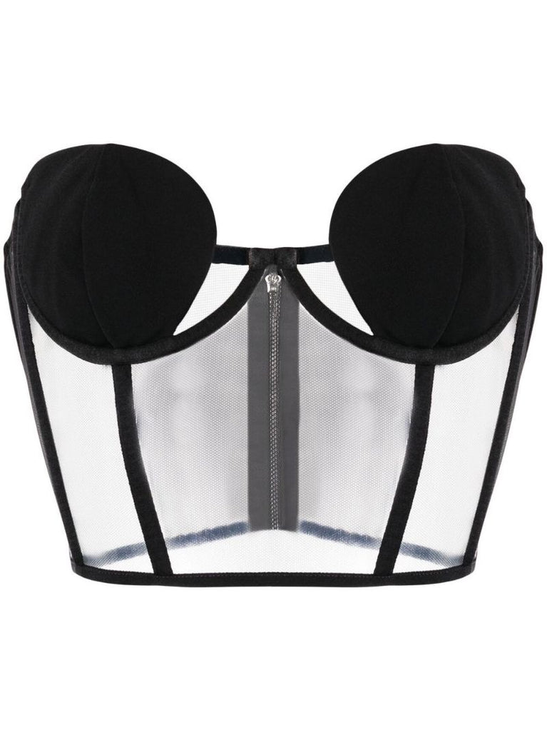 Black Mesh Bustier Top