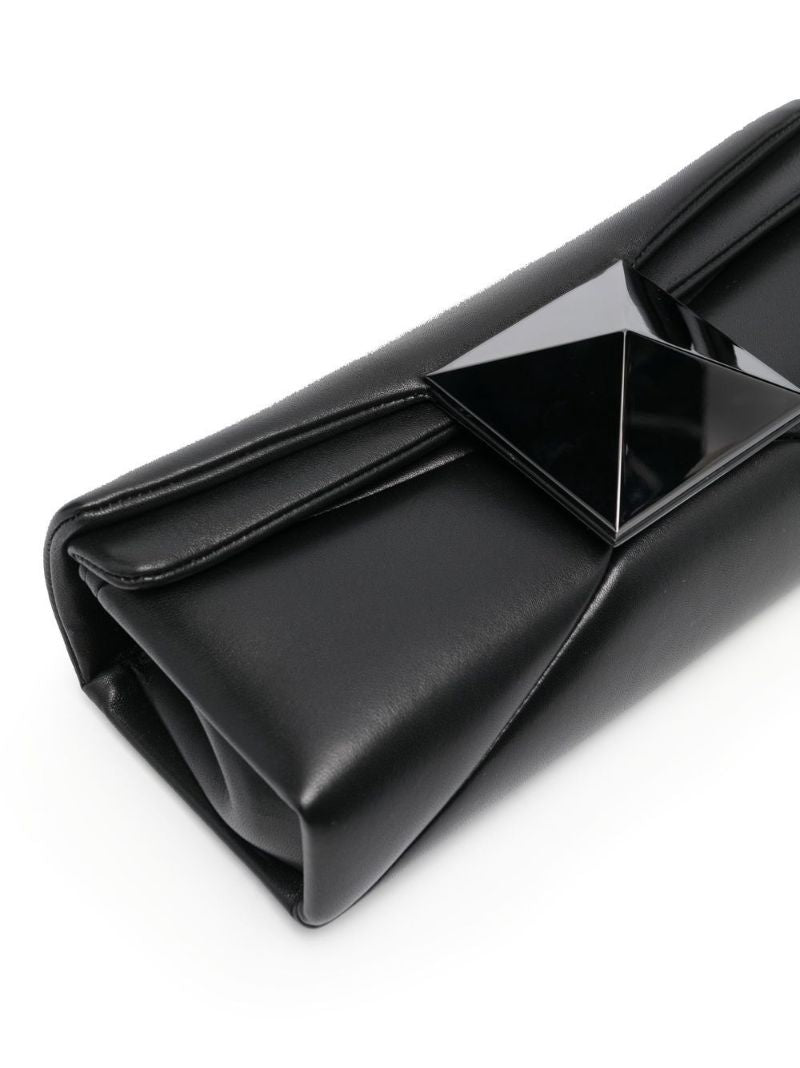 Black One Stud Leather Clutch Bag