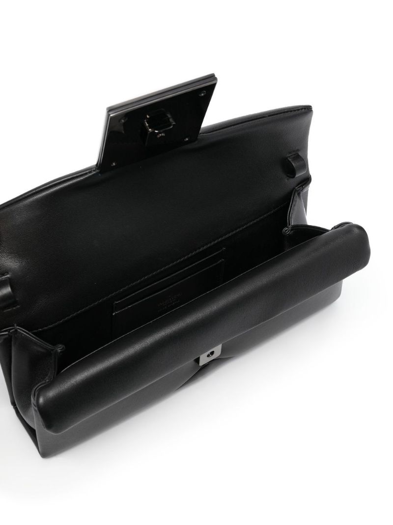 Black One Stud Leather Clutch Bag