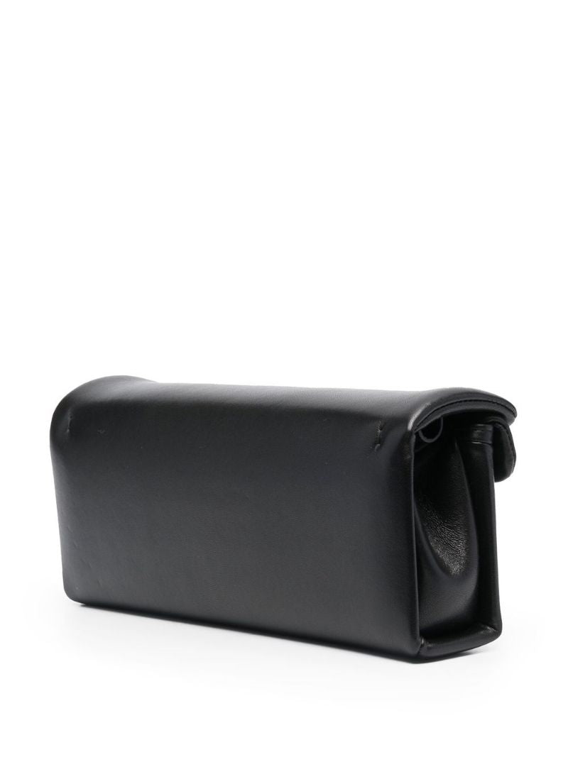 Black One Stud Leather Clutch Bag